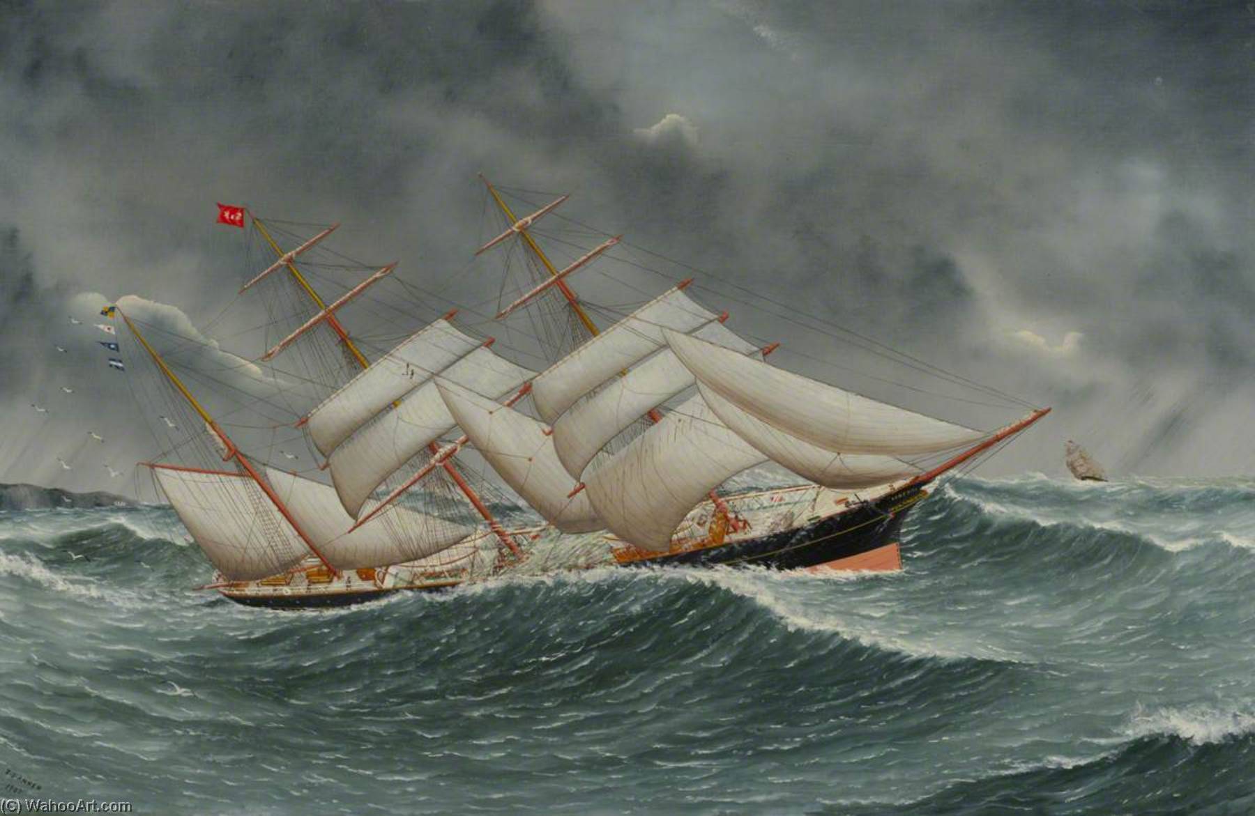 The Barque ‘camphill’ In A Rough Sea — John Fairbairn Fannen