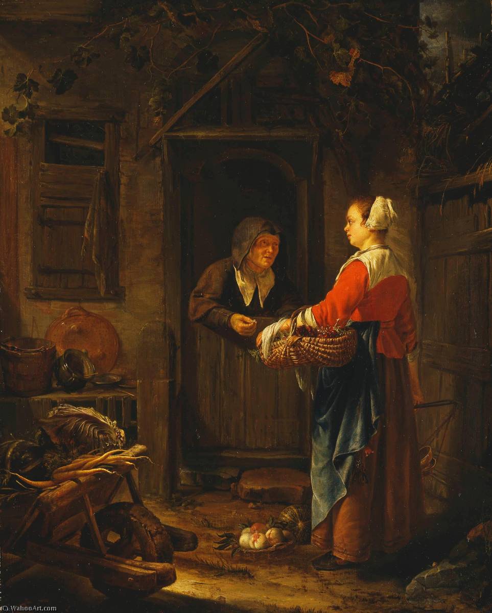 A Girl Selling Grapes To An Old Woman — Frans Van Mieris