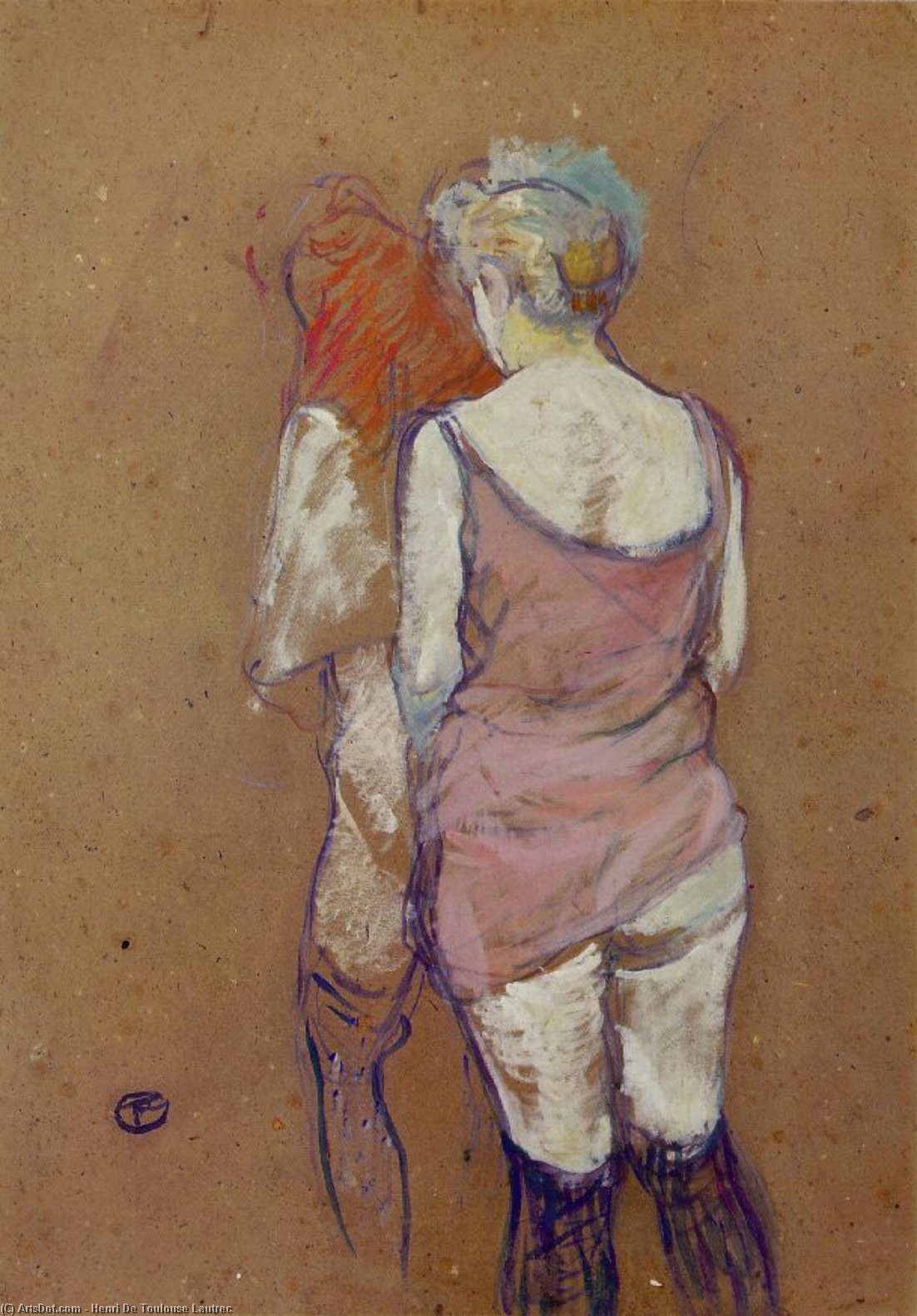 Two Half-naked Women Seen From Behind In The Rue Des Moulins Brothel — Henri De Toulouse-lautrec