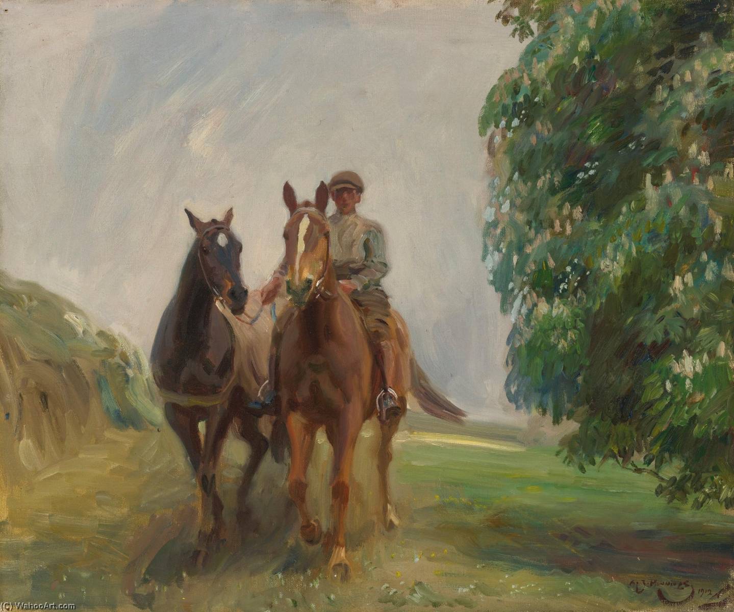Shrimp Leading Two Hunters — Sir Alfred James Munnings