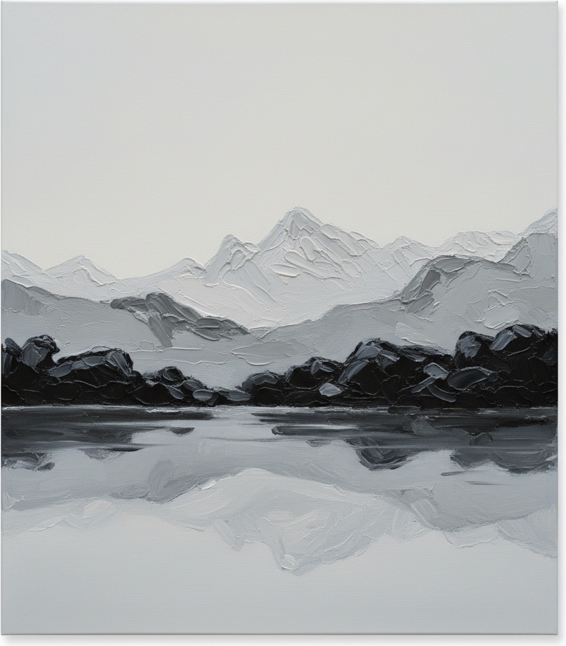 Monochromatic Echoes Of Silent Peaks In A Serene Mist Of Charcoal And Silver — Laurent Vionnet