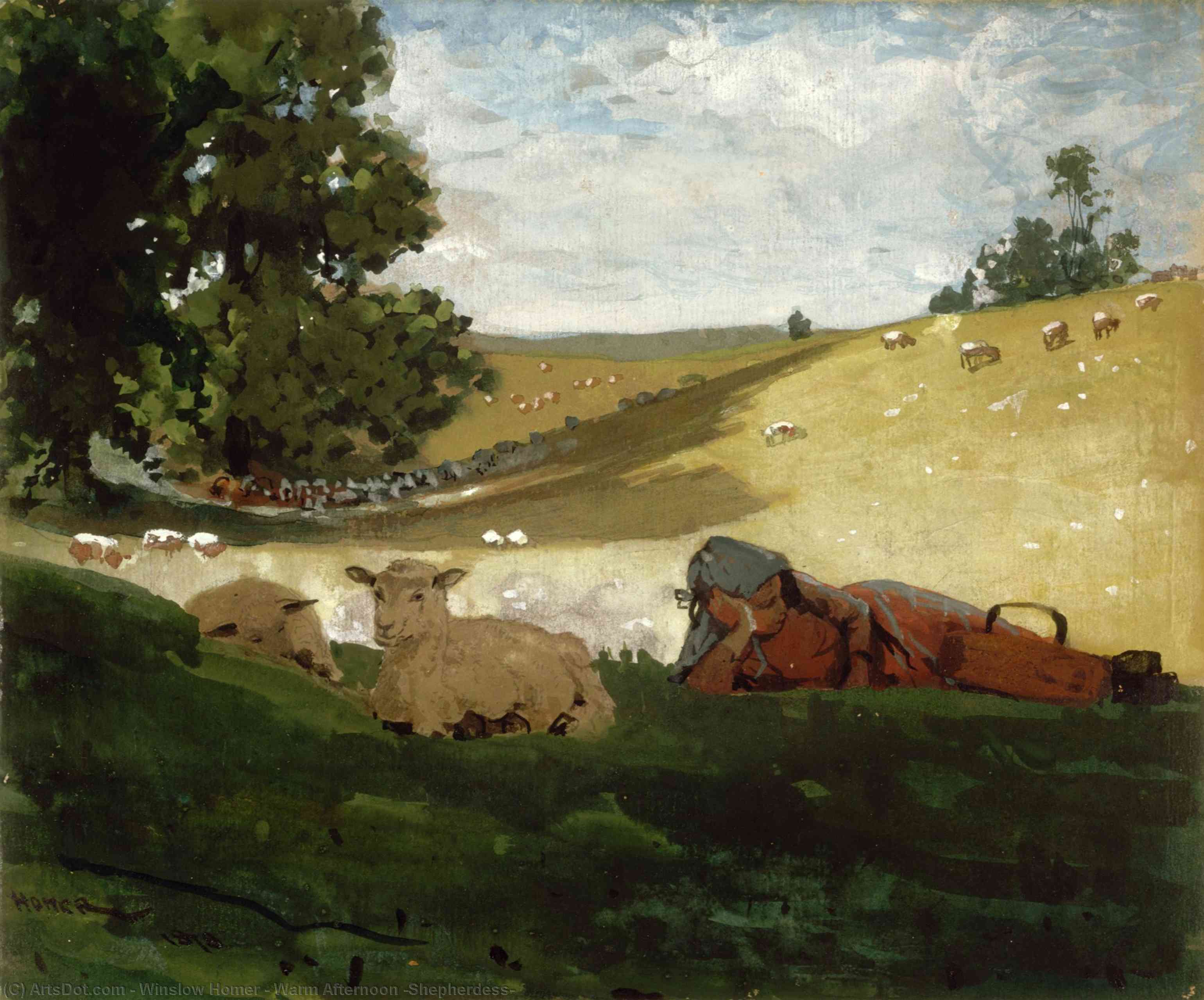 Warm Afternoon (shepherdess) — Winslow Homer