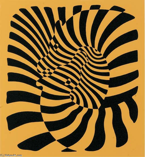 Zebra Couple (orange) — Victor Vasarely