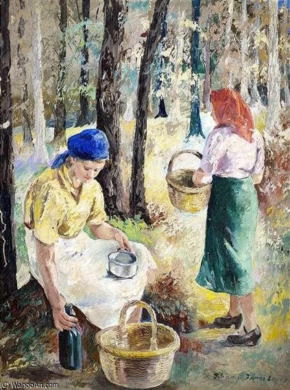 Two Women Rest In A Wood — Lajos Tihanyi