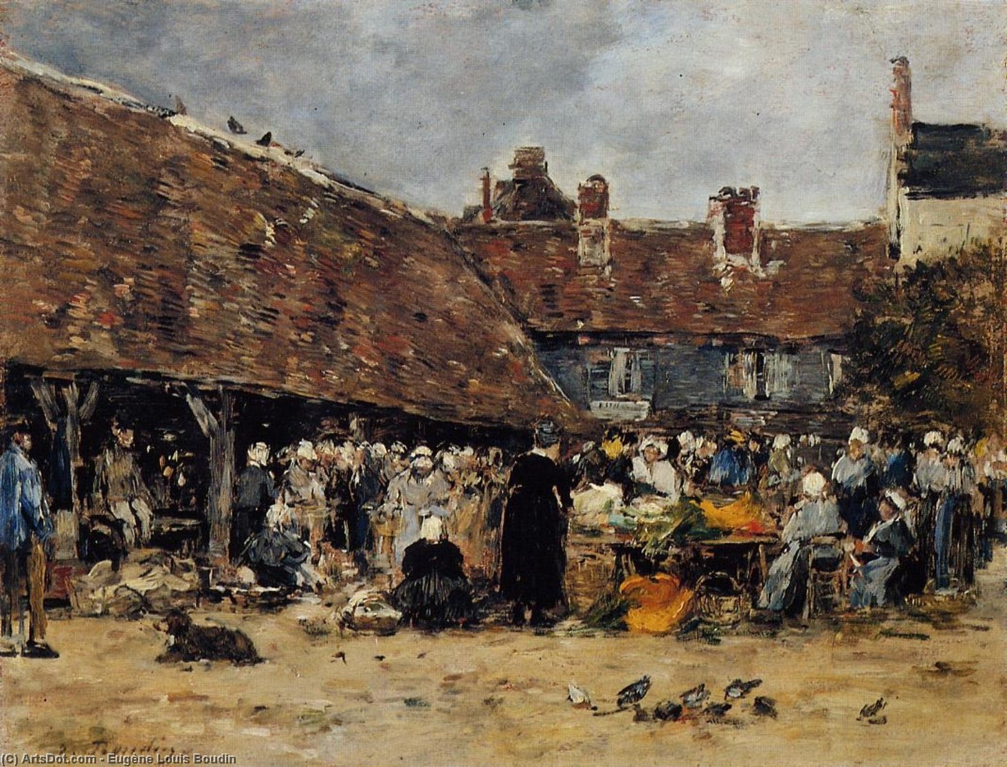 Market At Trouville — Eugène Louis Boudin