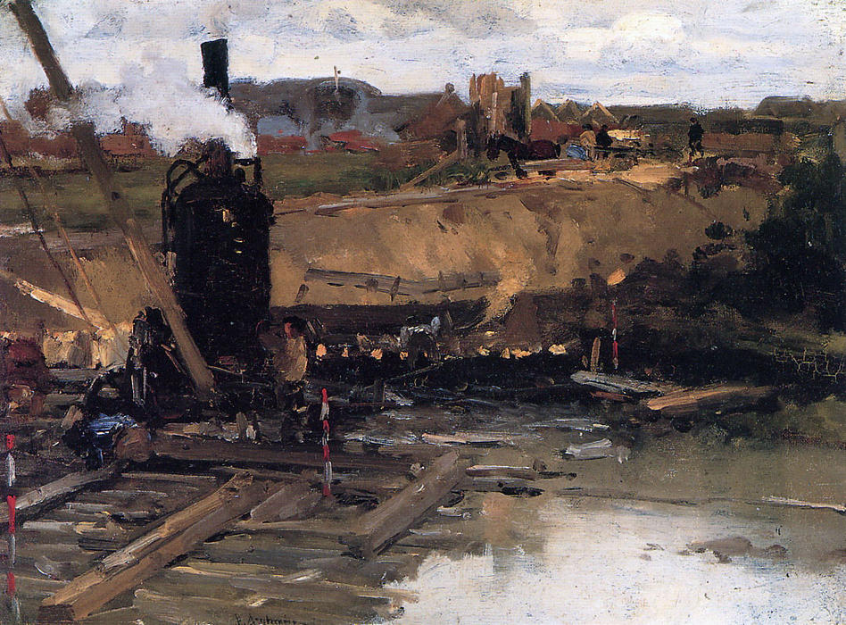 Steam Machine In Building Well — Pieter Florentius Nicolaas Jacobus Arntzenius