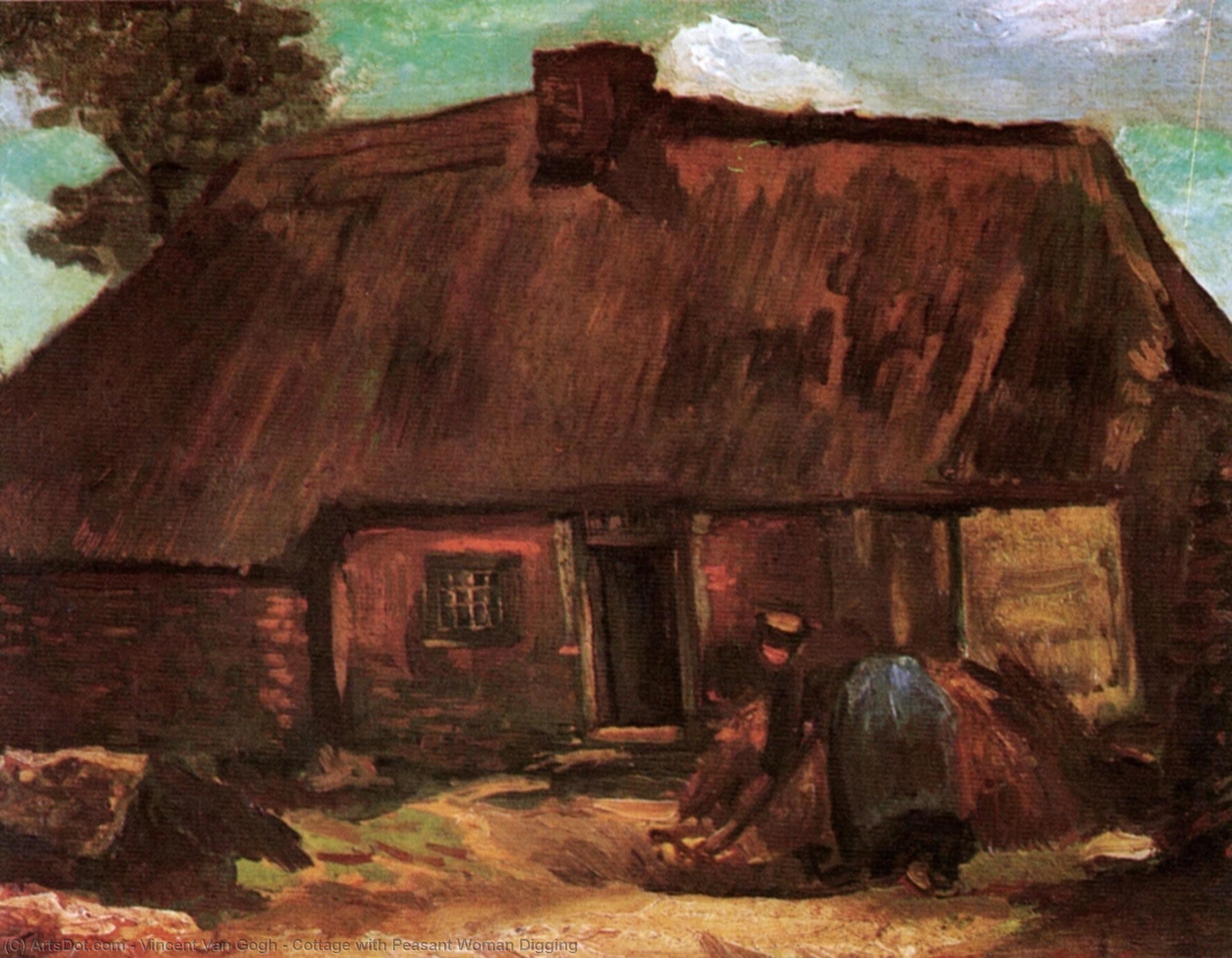 Cottage Con Mujer Campesina Cavando — Vincent Willem Van Gogh