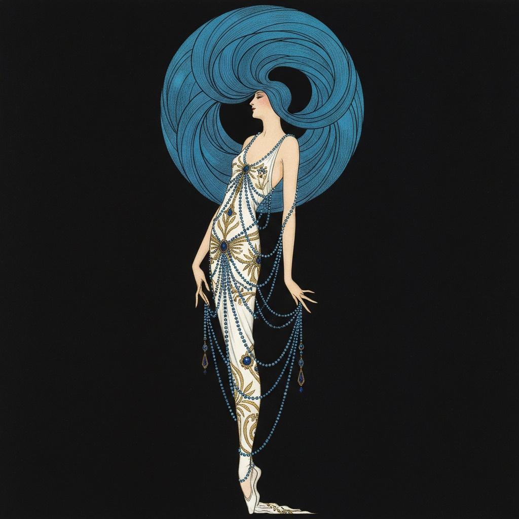 Cerulean Halo And Gilded Filigree In Midnight Void — Valentin Laurent De Courcey