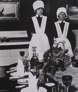 Parlourmaid And Under Parlourmaid Ready To Serve Dinner — Bill Brandt