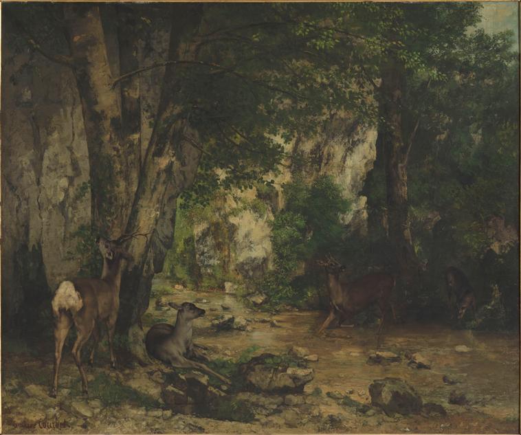 Shelter Of Deers At Plaisir Fontaine Creek — Gustave Courbet