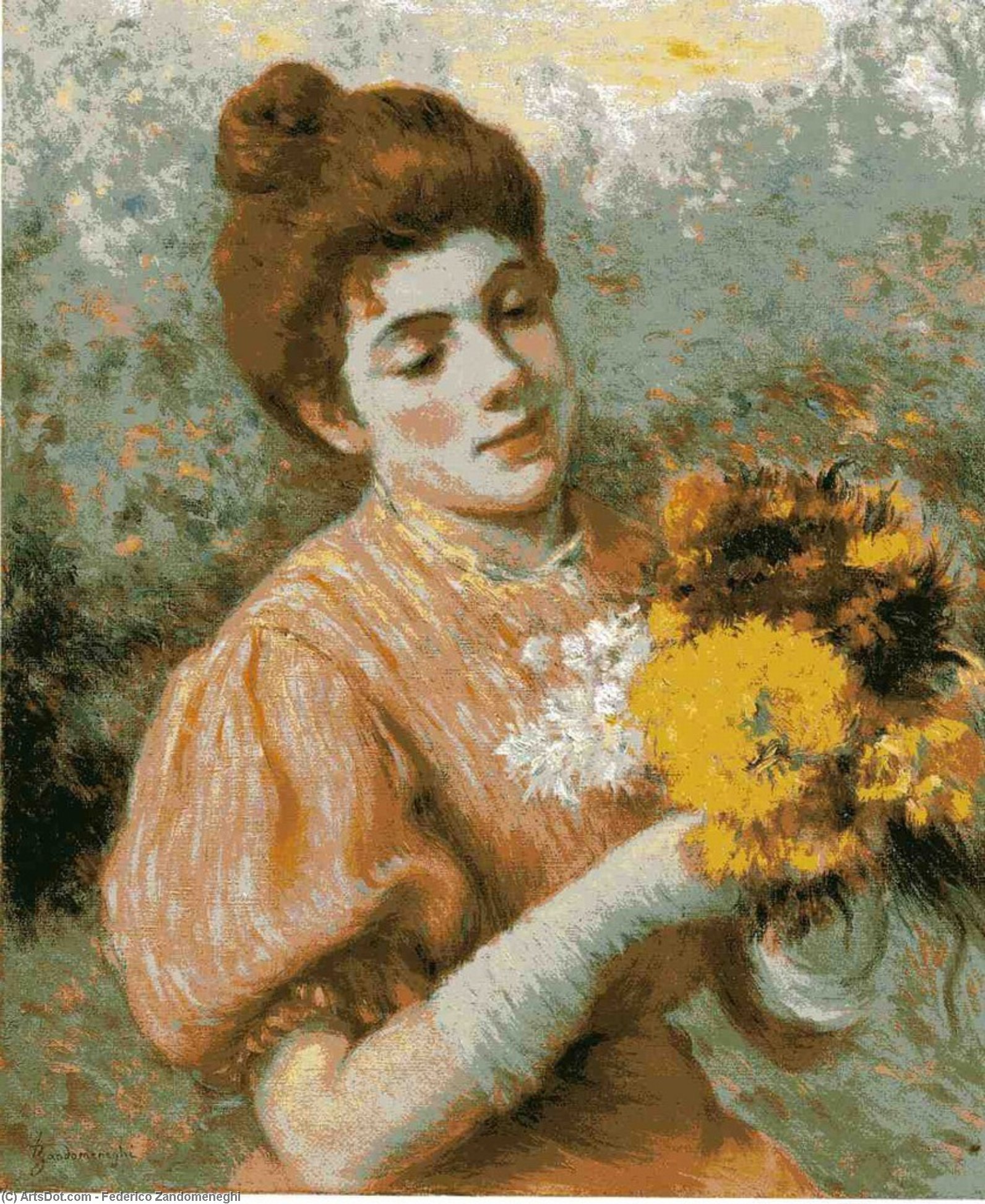Woman With Bouquet — Federico Zandomeneghi
