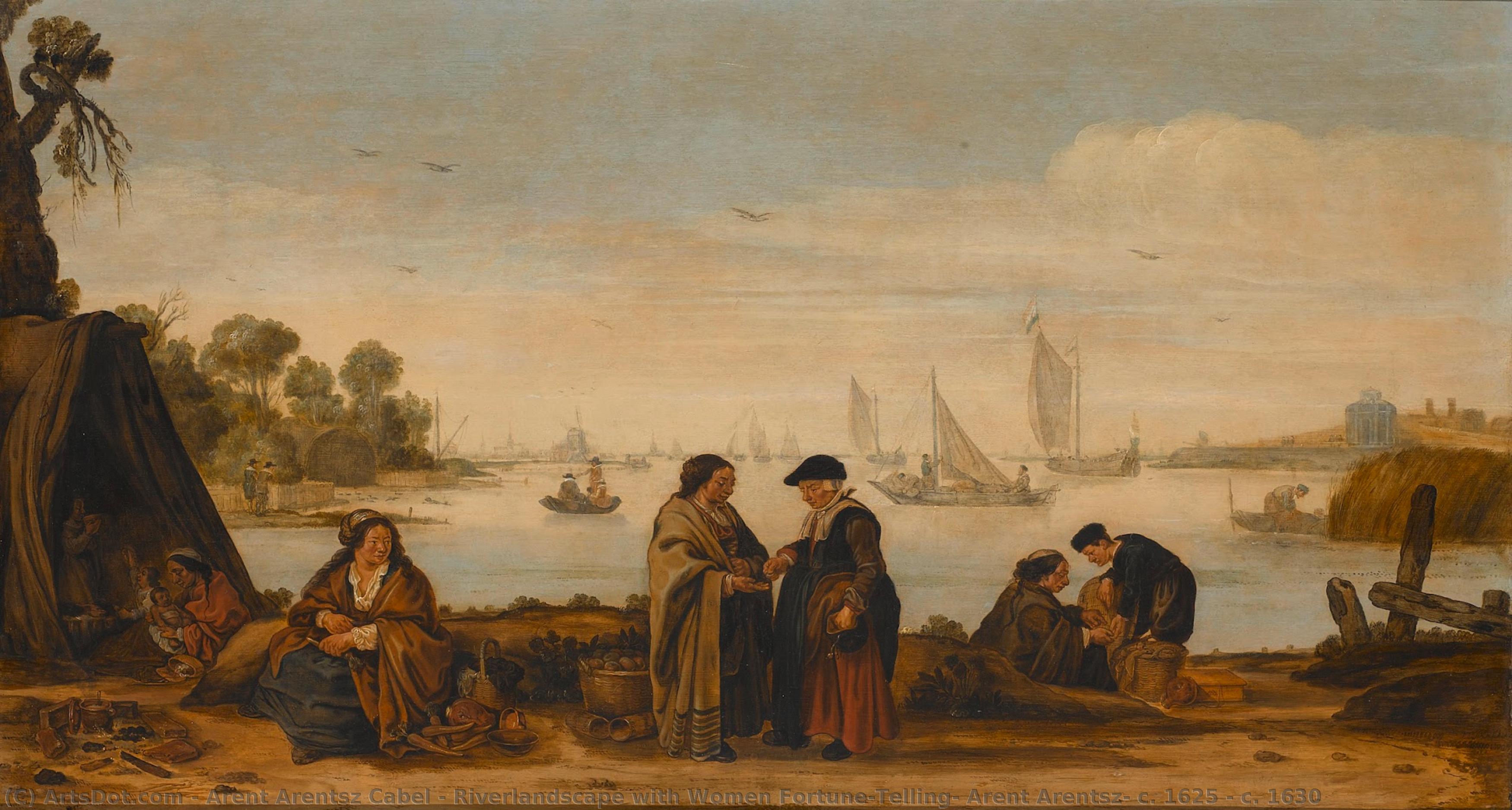 Riverlandscape With Women Fortune-telling, Arent Arentsz, C. 1625 - C. 1630 — Arent Arentsz Cabel