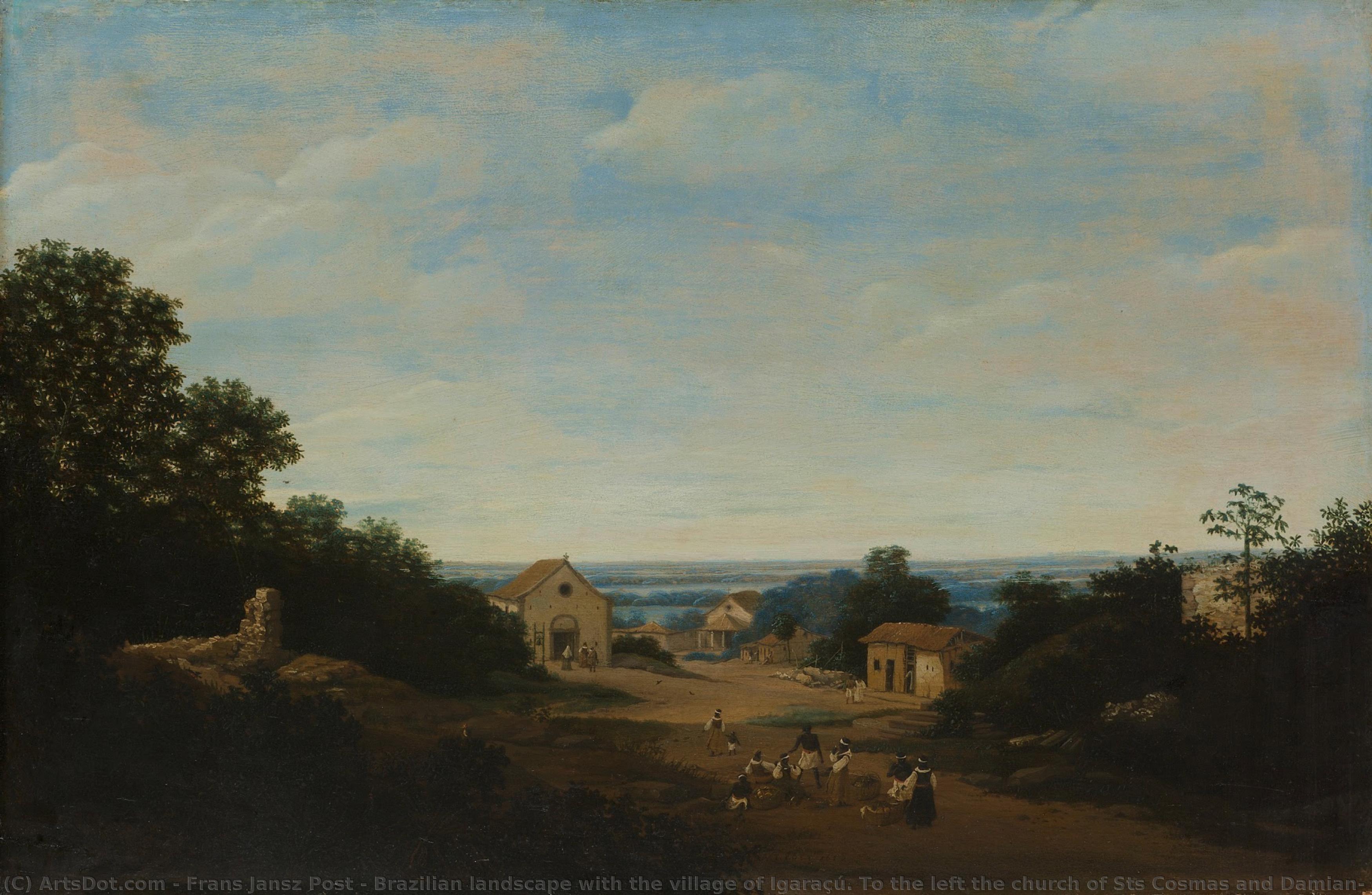 Brazilian Landscape With The Village Of Igaraçú. To The Left The Church Of Sts Cosmas And Damian, Frans Jansz Post, 1659 — Frans Jansz Post