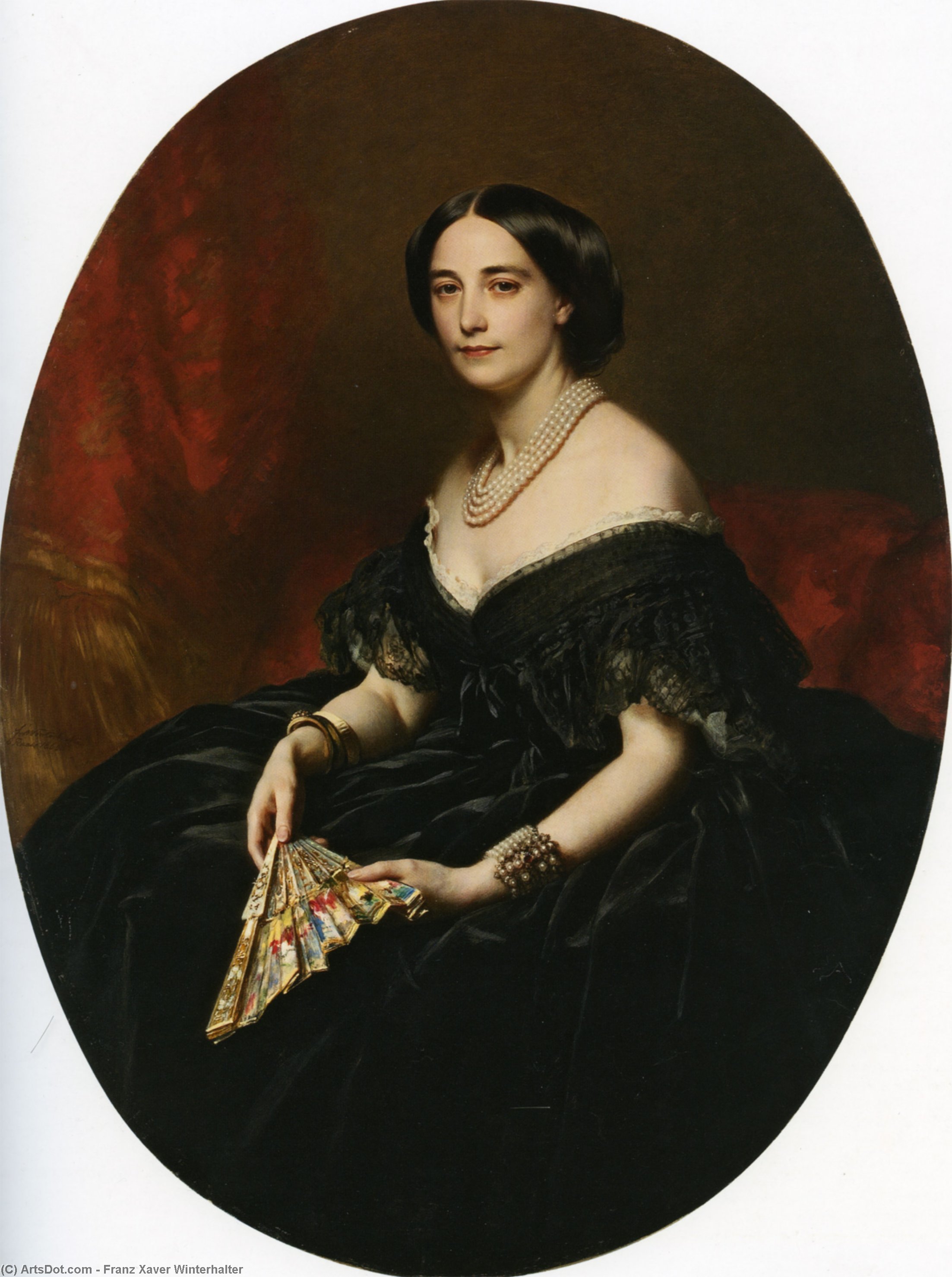 Portrait Of A Lady With A Fan — Franz Xavier Winterhalter