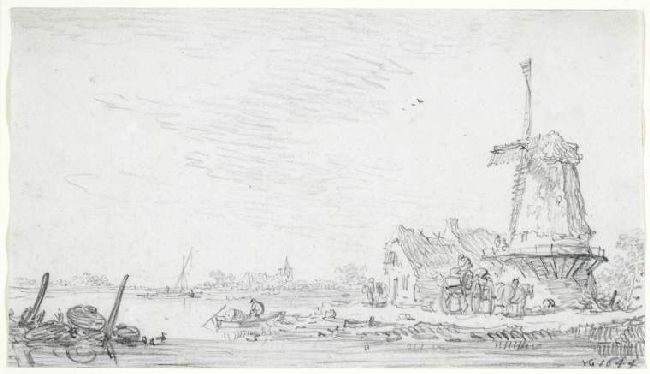 A River Landscape With A Windmill — Jan Josephszoon Van Goyen
