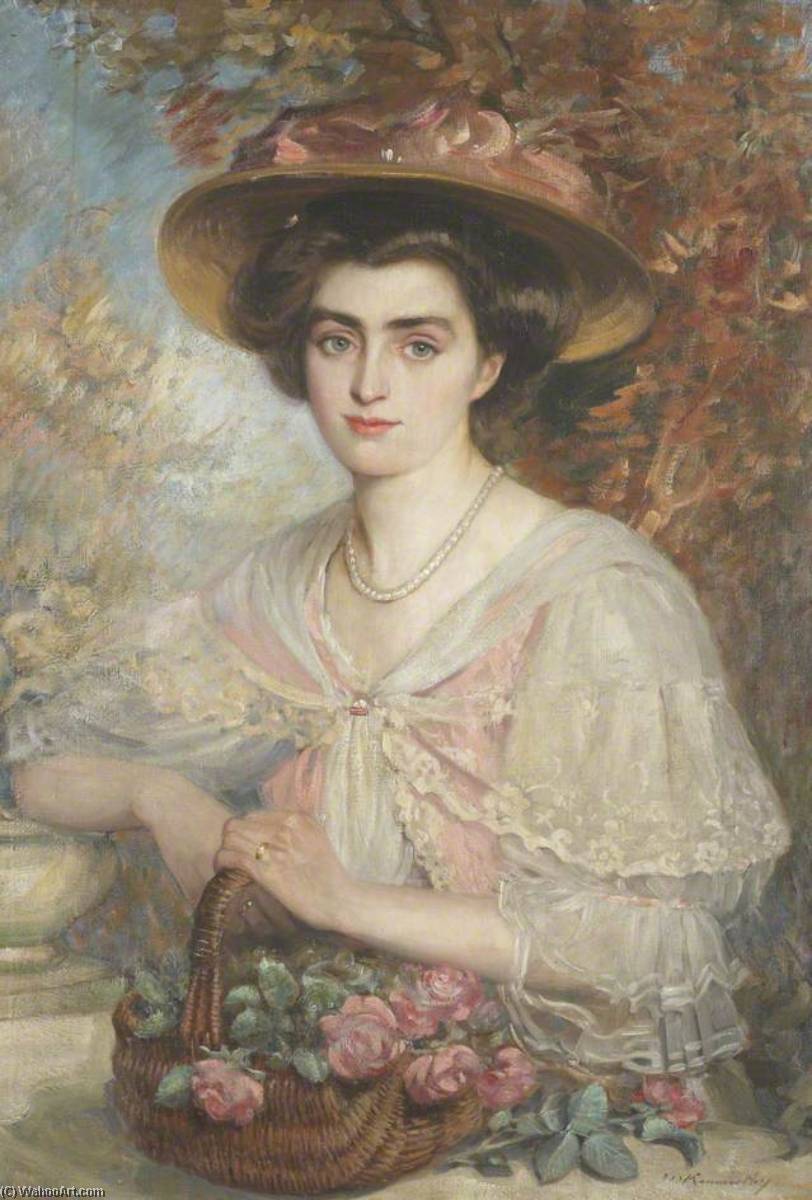Portrait Of A Lady With A Basket Of Roses — John Dalzell Kenworthy