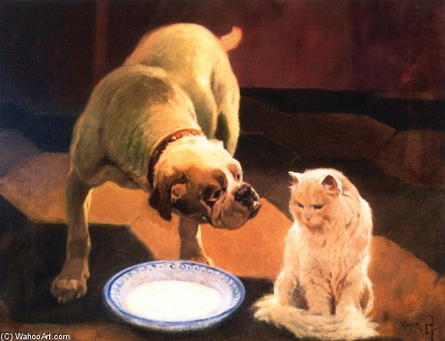 Bulldog And Cat — Arthur Heyer
