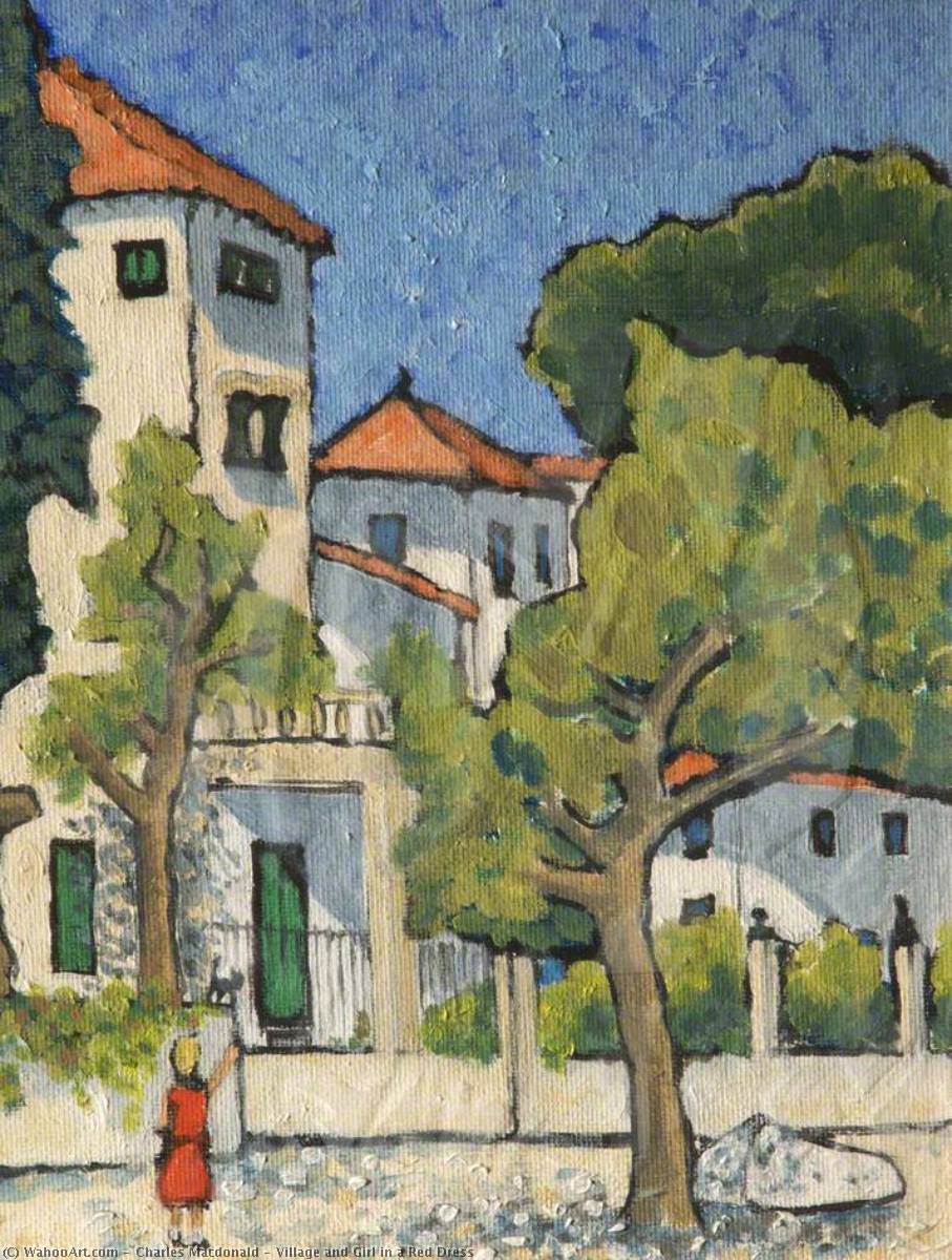 Village And Girl In A Red Dress — Charles Macdonald