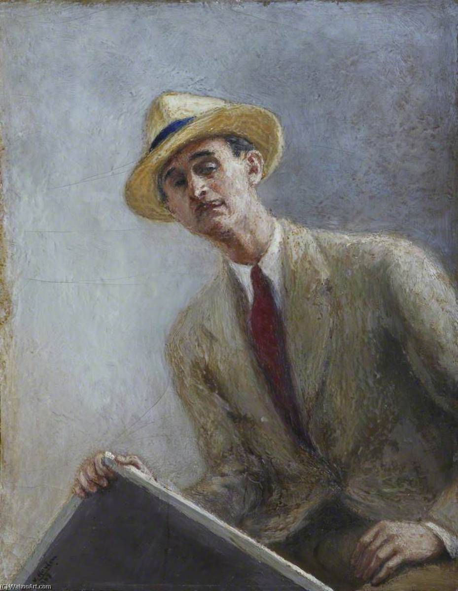 Suited Man In A Straw Hat (possibly Self Portrait) — Georges Van Houten