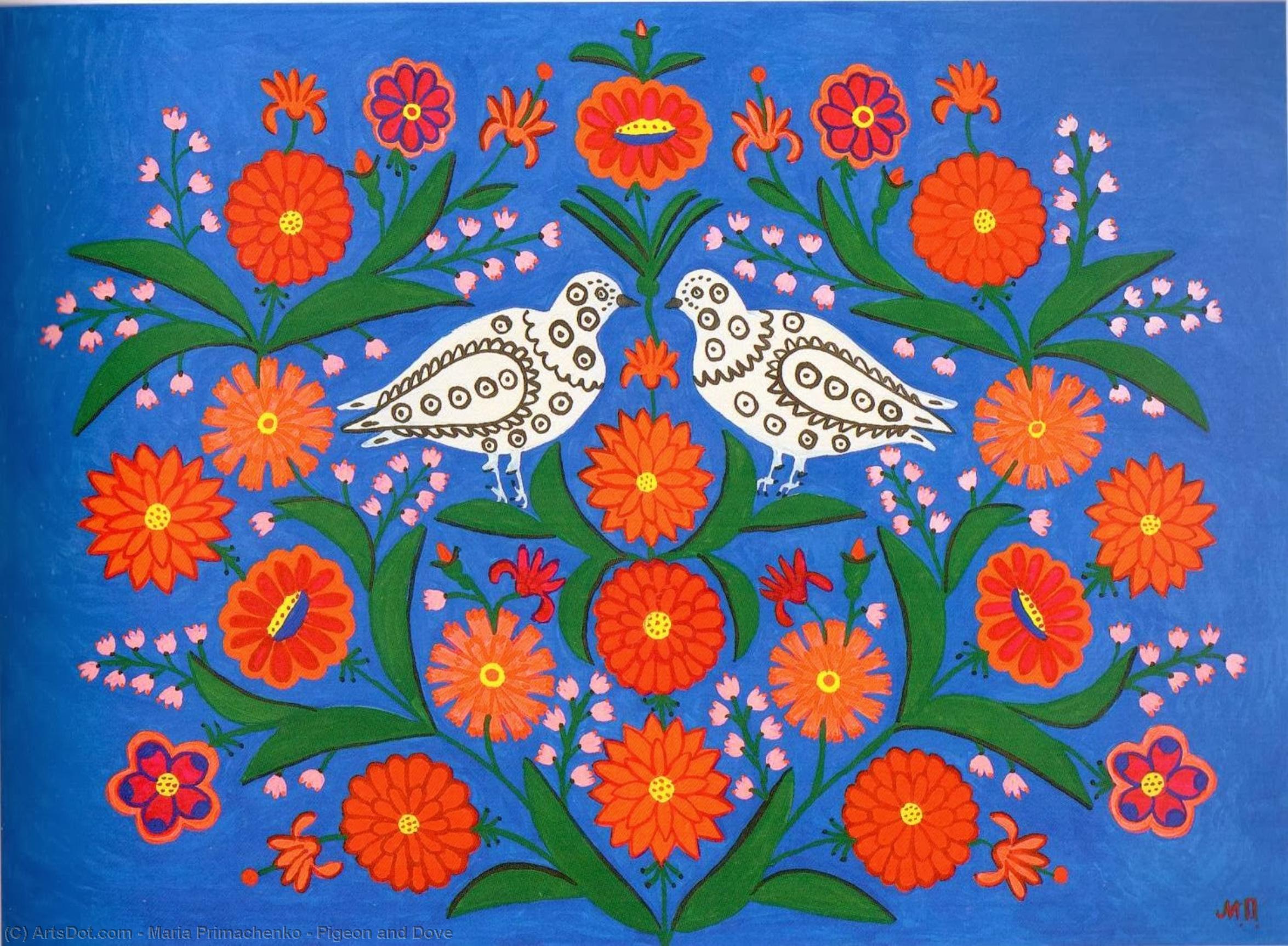 Pigeon And Dove — Maria Primachenko