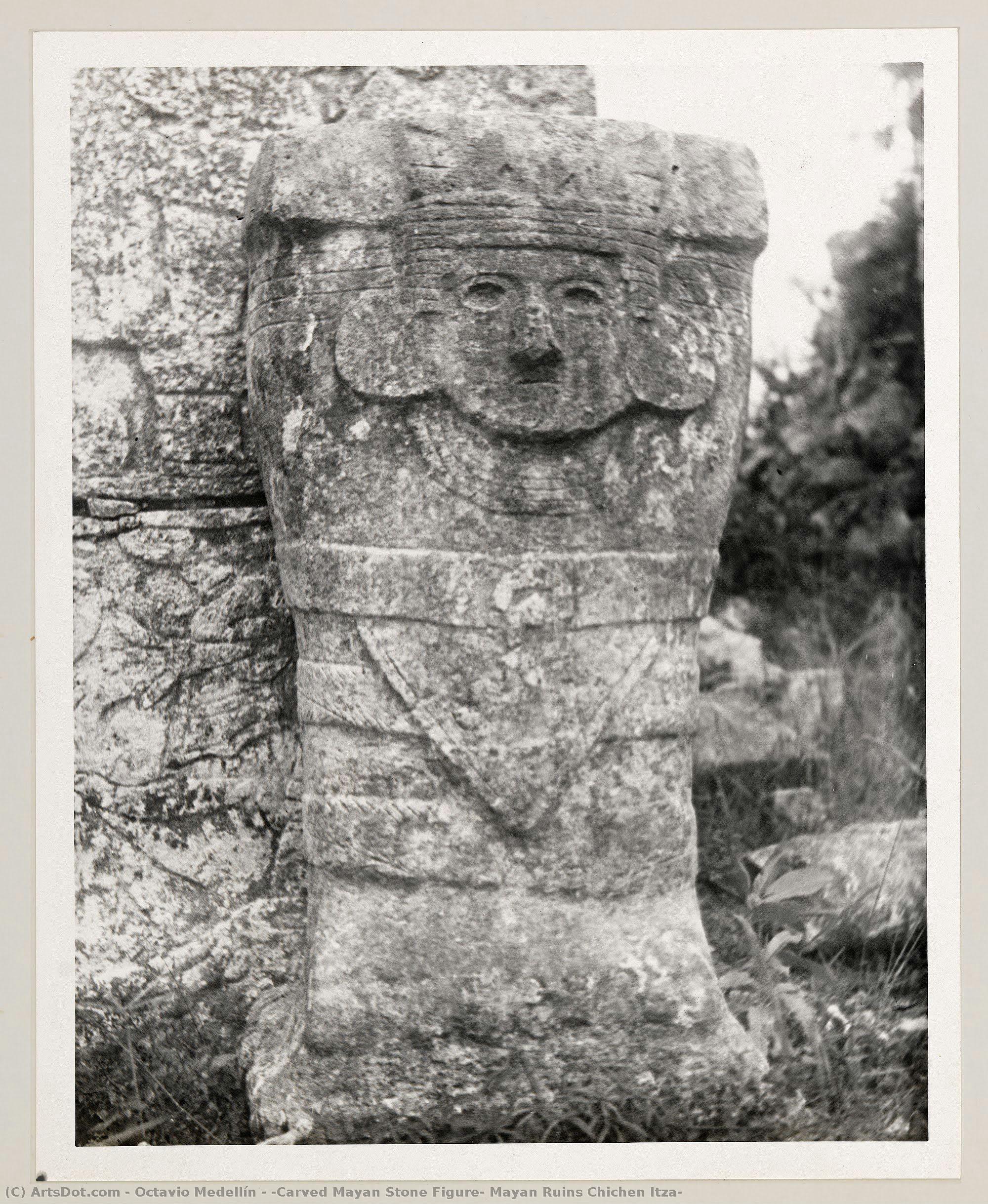 [carved Mayan Stone Figure, Mayan Ruins Chichen Itza] — Octavio Medellín