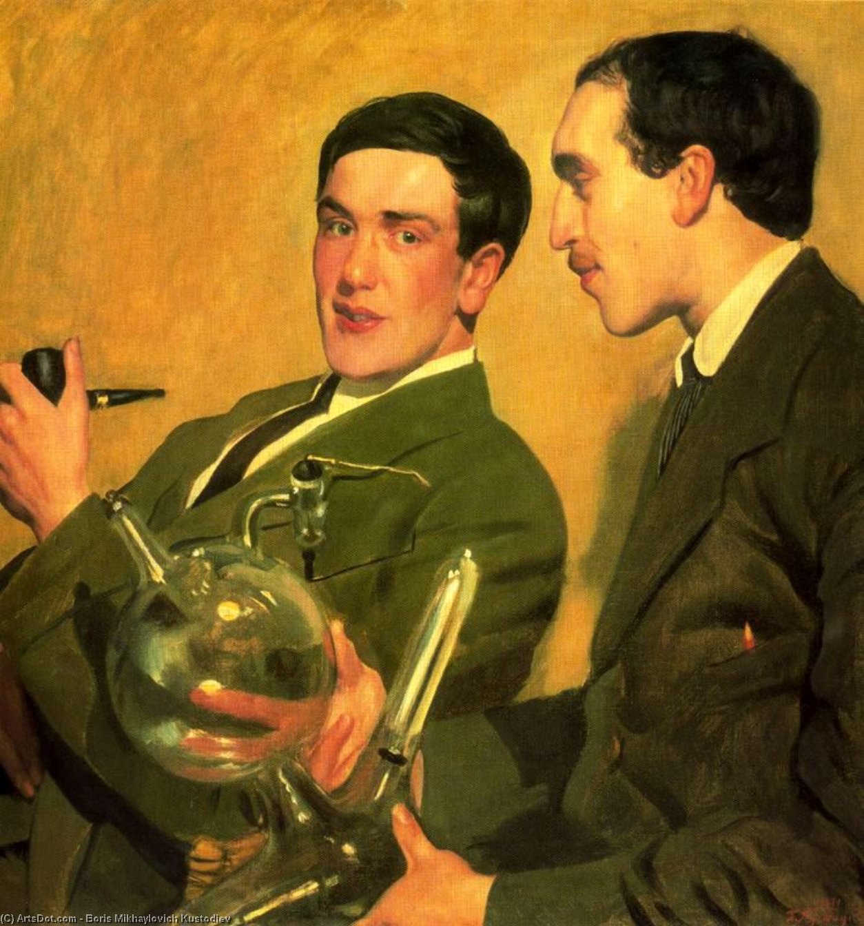 Portrait Of Piotr Kapitsa And Nikolai Semionov — Boris Mikhailovich Kustodiev