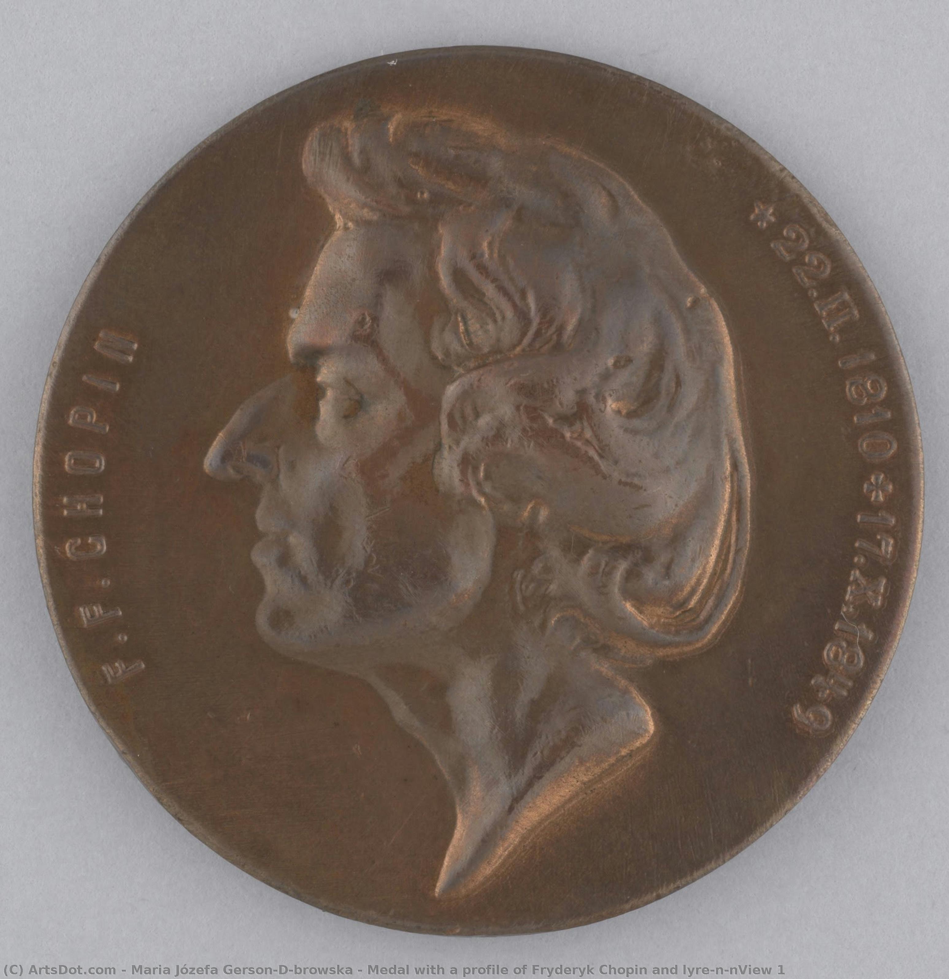 Medal With A Profile Of Fryderyk Chopin And Lyre\n\nview 1 — Maria Józefa Gerson-dąbrowska