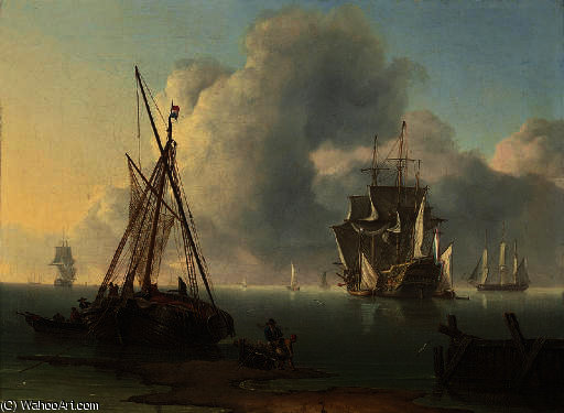 A Dutch Warship Revictualling In A Calm Off The Coast Of The Netherlands — Charles Martin Powell