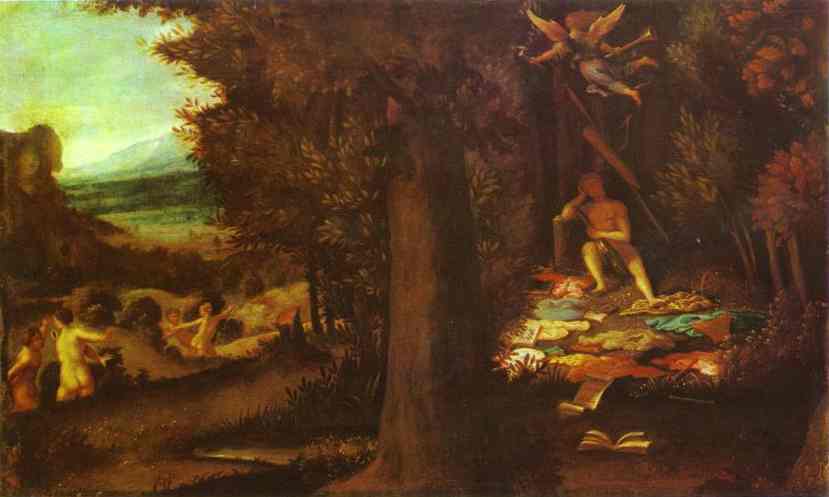 Sleeping Apollo, Muses And Fama — Lorenzo Lotto