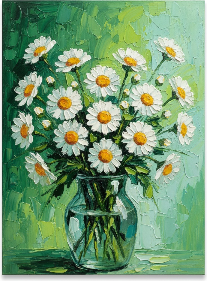 Smaragdglanz: Eine Singuläre Impasto-studie Von Grünenden Blüten Und Goldenem Licht — Christian Noiret