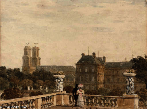 An Elegant Couple Promenading In The Jardin Du Luxembourg, Paris — Frederick Nash