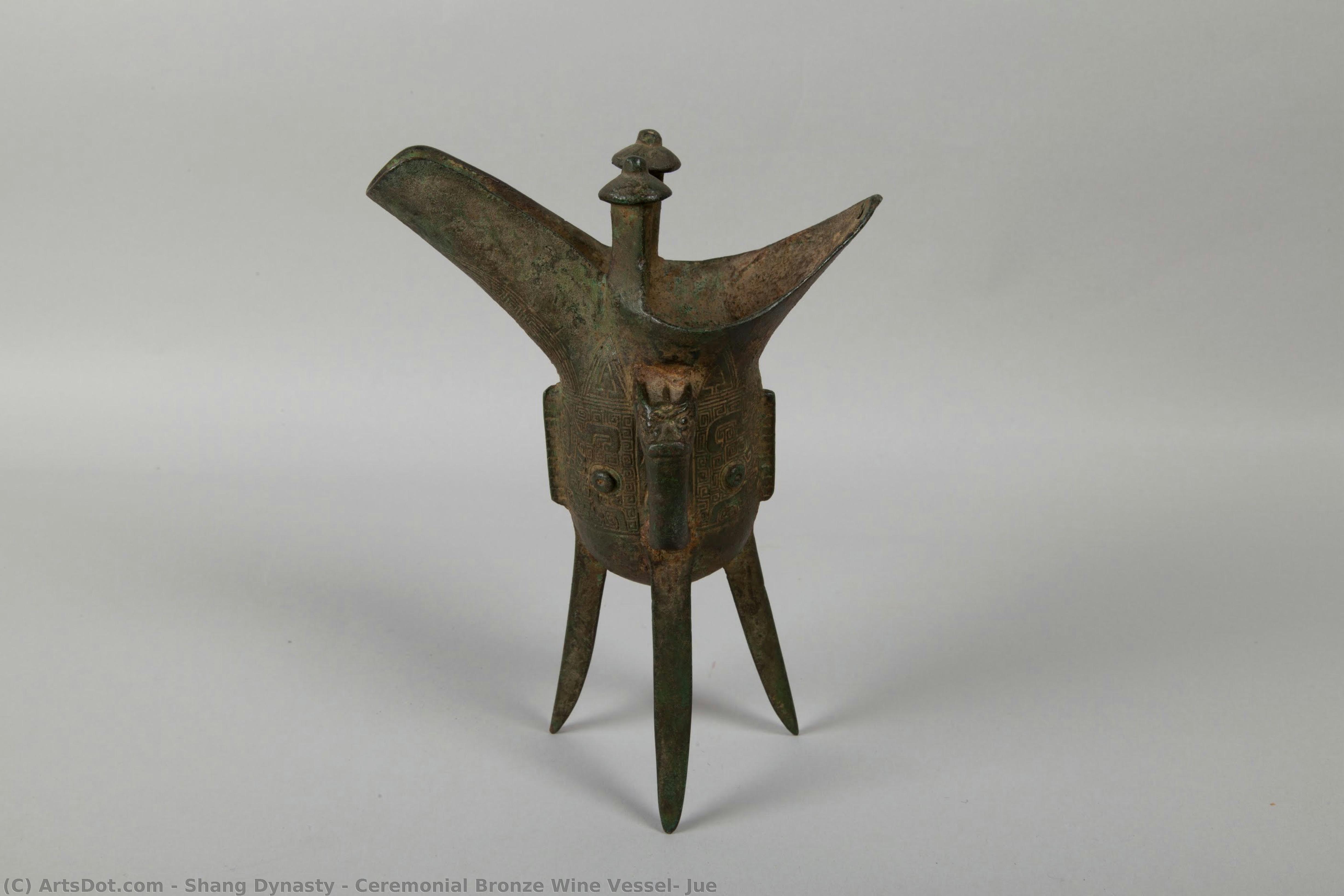 Ceremonial Bronze Wine Vessel, Jue — Shang Dynasty