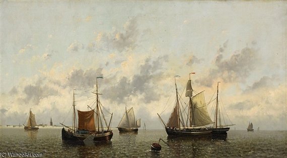 Kustmotiv Med Segelfartyg — Paul Jean Clays