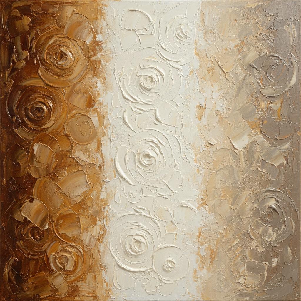 Ätherisches Triptychon Aus Skulpturaler Erde Und Leuchtenden Cremefarbenen Impasto-wirbeln — David Moreau