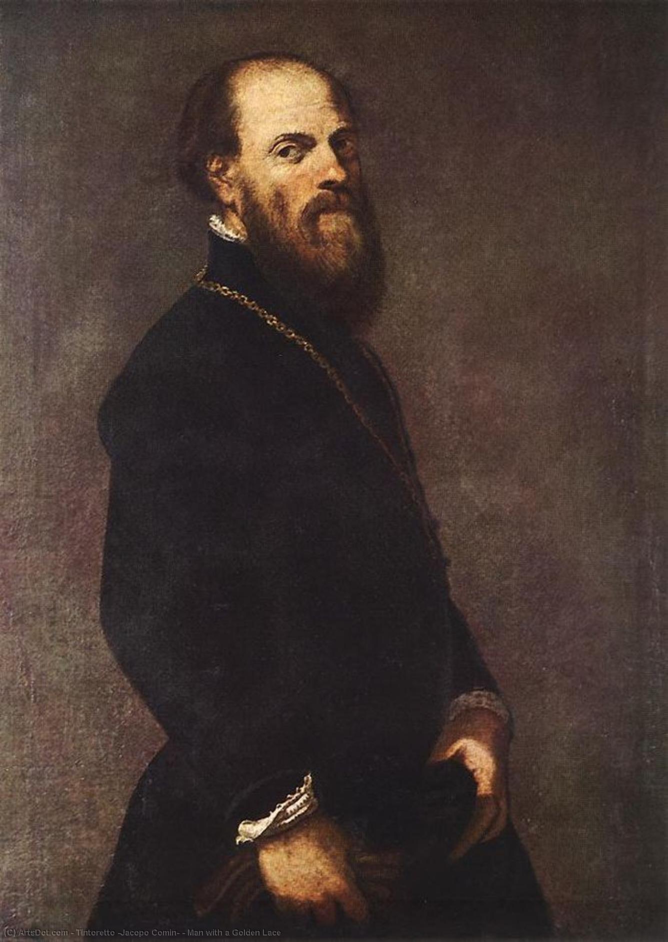 El Hombre Con Encaje Dorado — Jacopo Tintoretto
