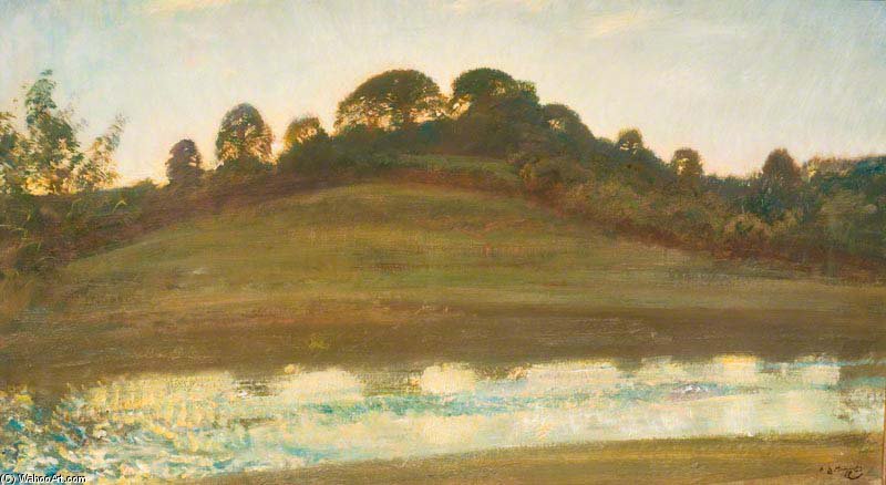 River Scene At Brightworthy, Withypool, Exmoor, Evening Light — Sir Alfred James Munnings
