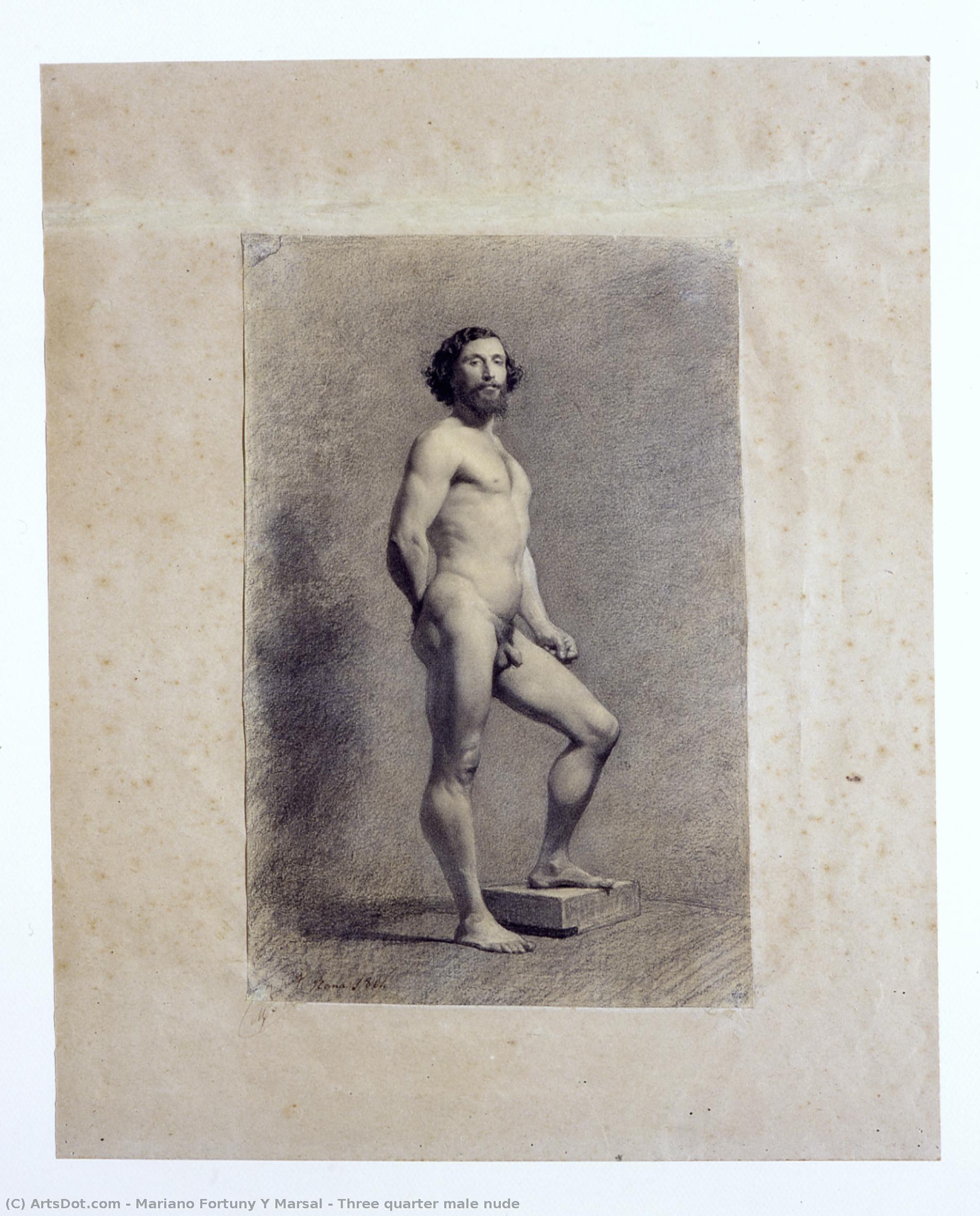Three Quarter Male Nude — Mariano Fortuny Y Marsal