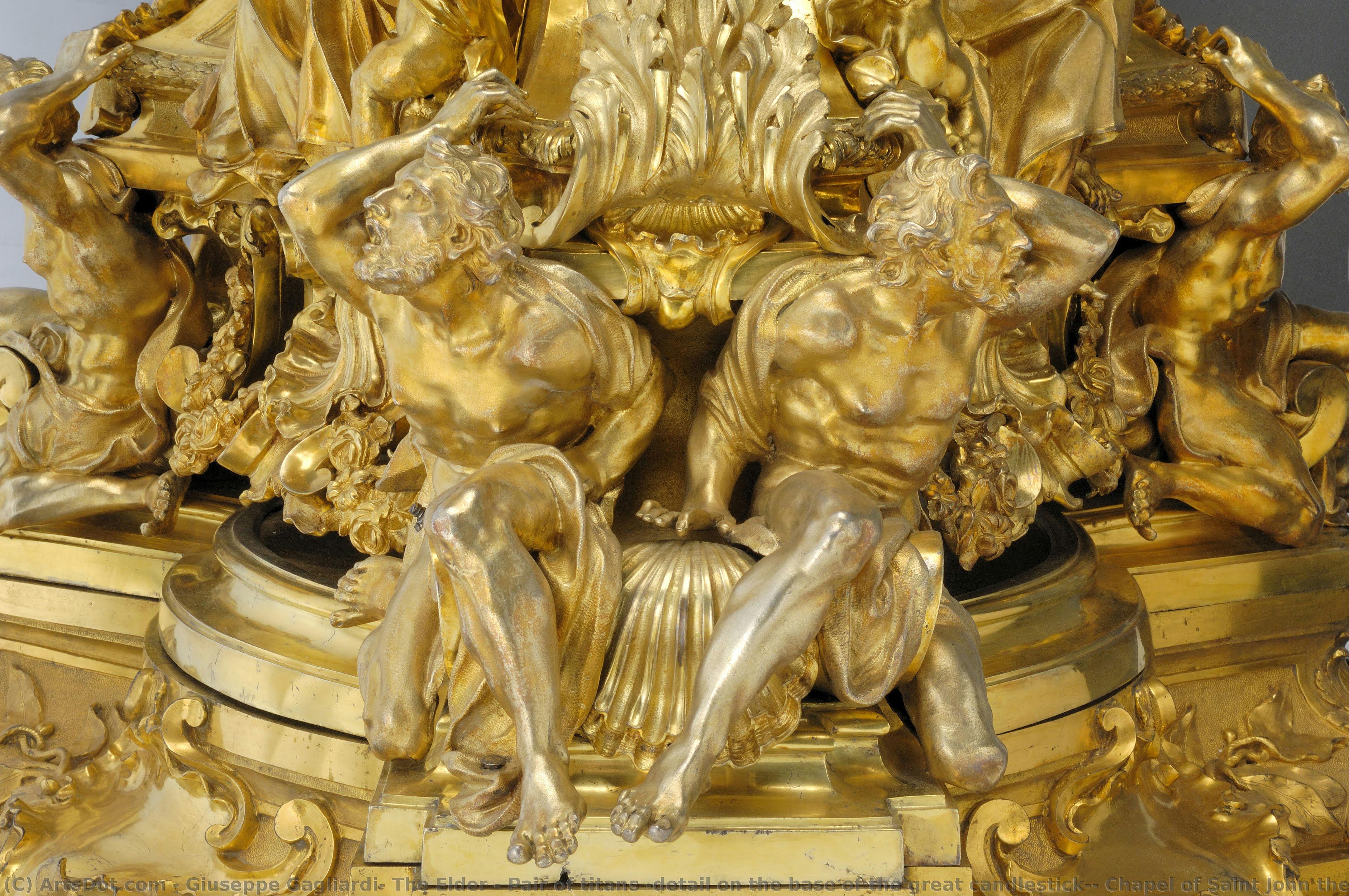 Pair Of Titans (detail On The Base Of The Great Candlestick), Chapel Of Saint John The Baptist — Giuseppe Gagliardi, Der Ältere