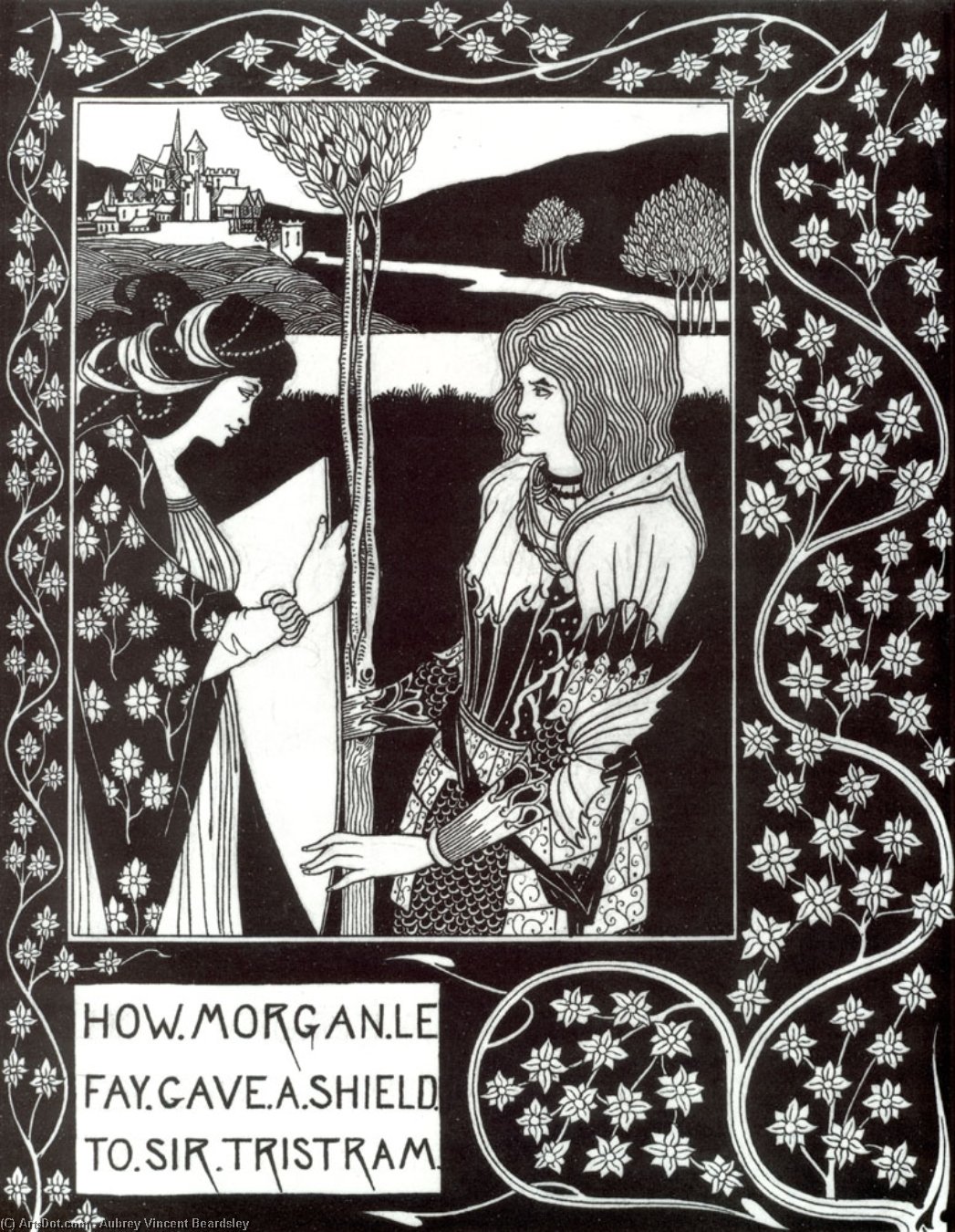 How Morgan Le Fay Gave A Shield To Sir Tristram — Aubrey Vincent Beardsley