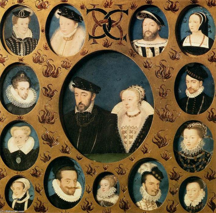 Henri Ii De Valois Y Caterina De Medici, Rodeados Por Miembros De Su Familia — François Clouet