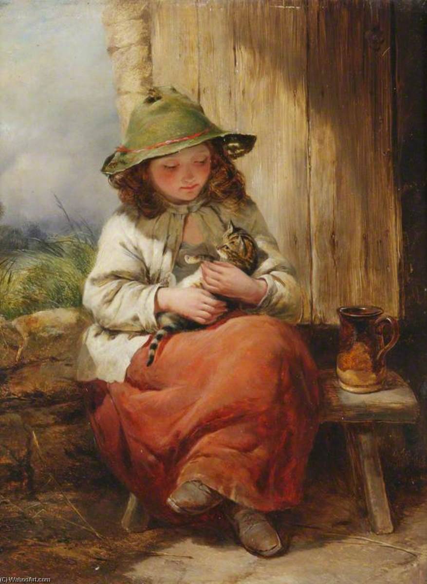 Child With Kitten — Edward John Cobbett