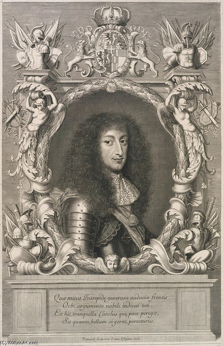 Stich Mit Dem Porträt Herzog Karl Emanuels Ii — Robert Nanteuil
