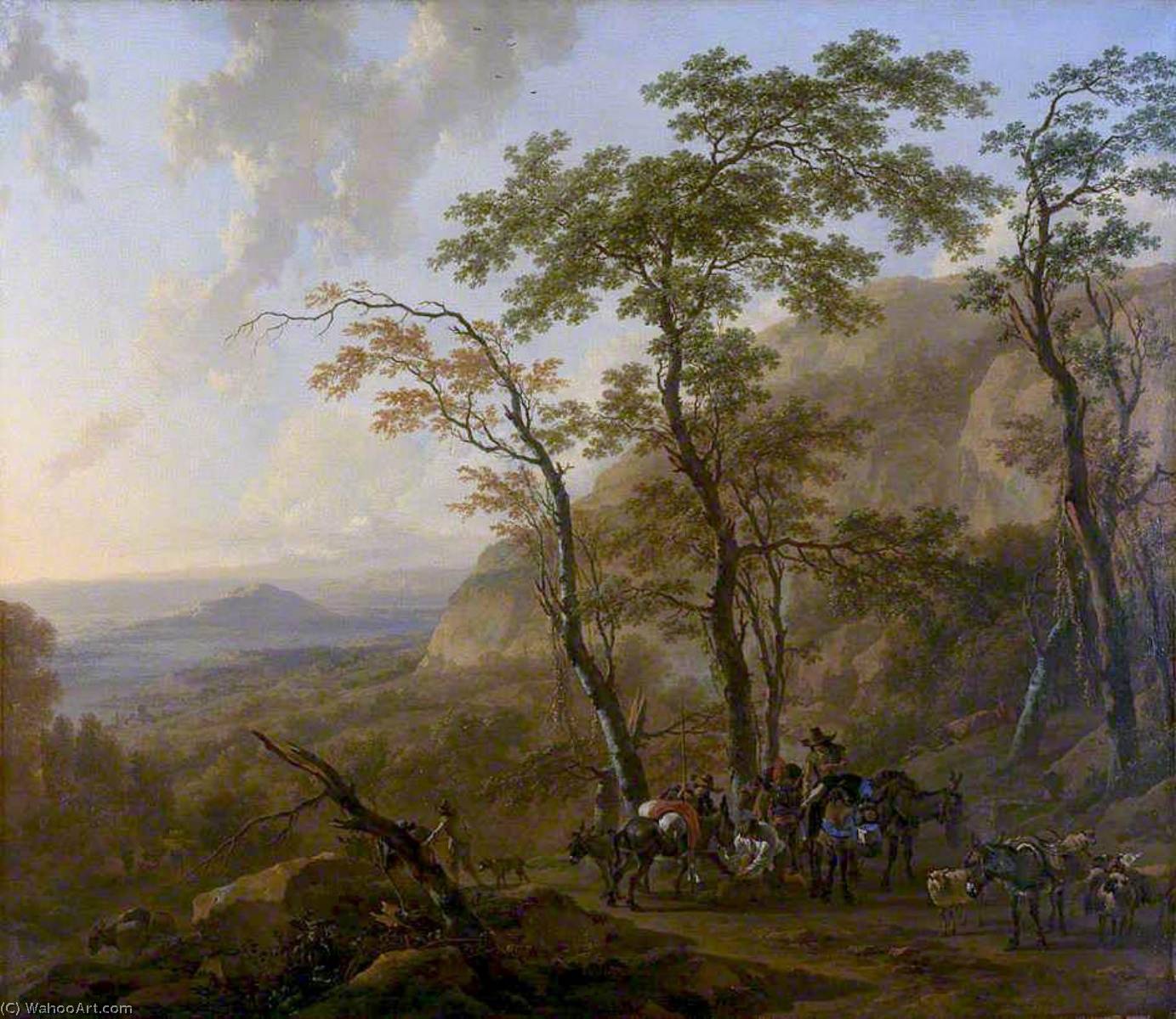 Mountainous Landscape With Muleteers — Nicolaes Pietersz Berchem
