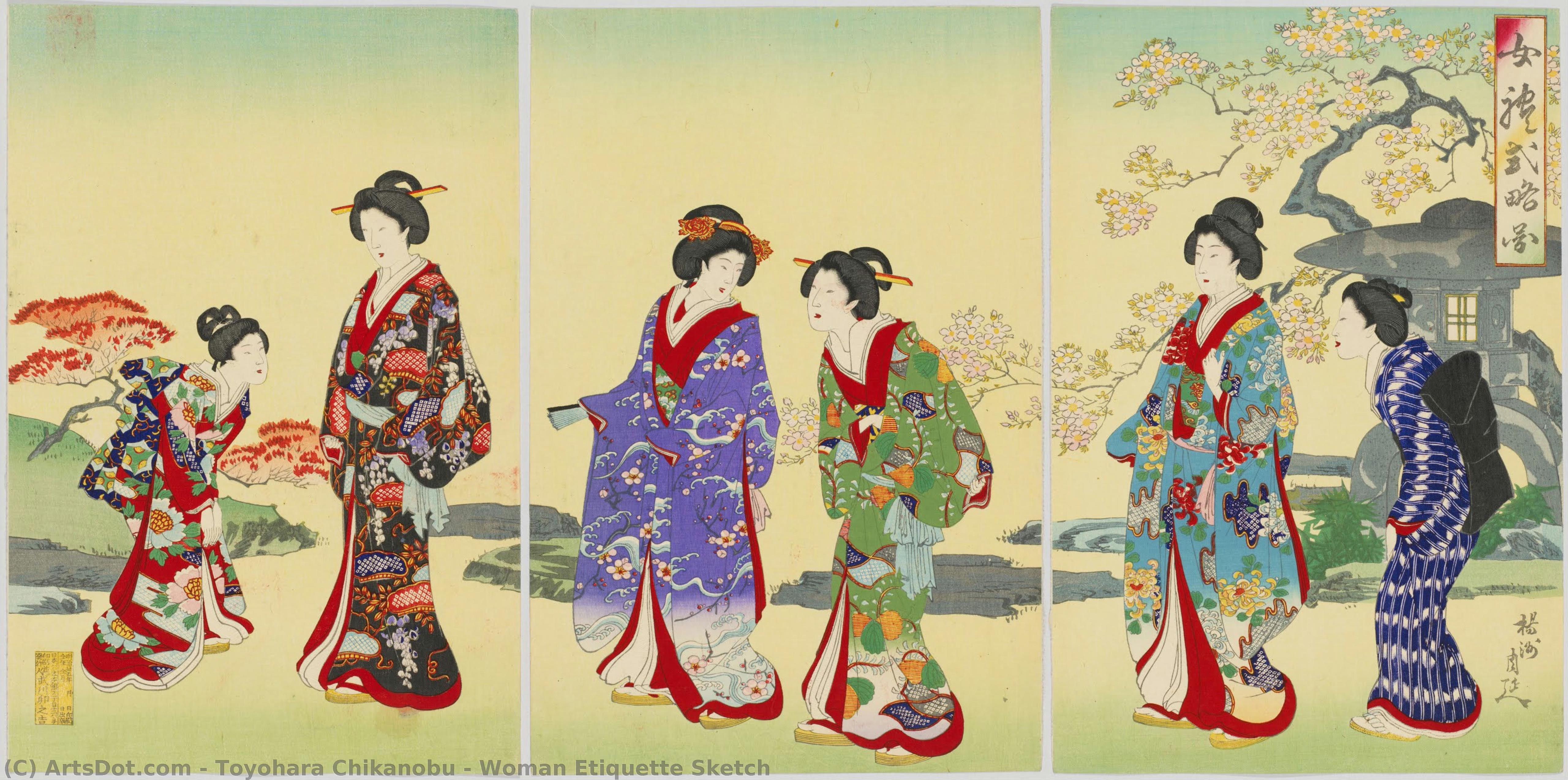 Woman Etiquette Sketch — Toyohara Chikanobu