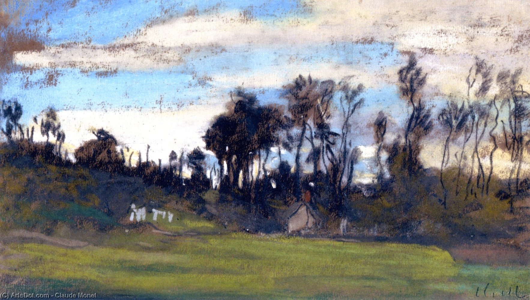 The Meadow Lined With Trees — Клод Моне