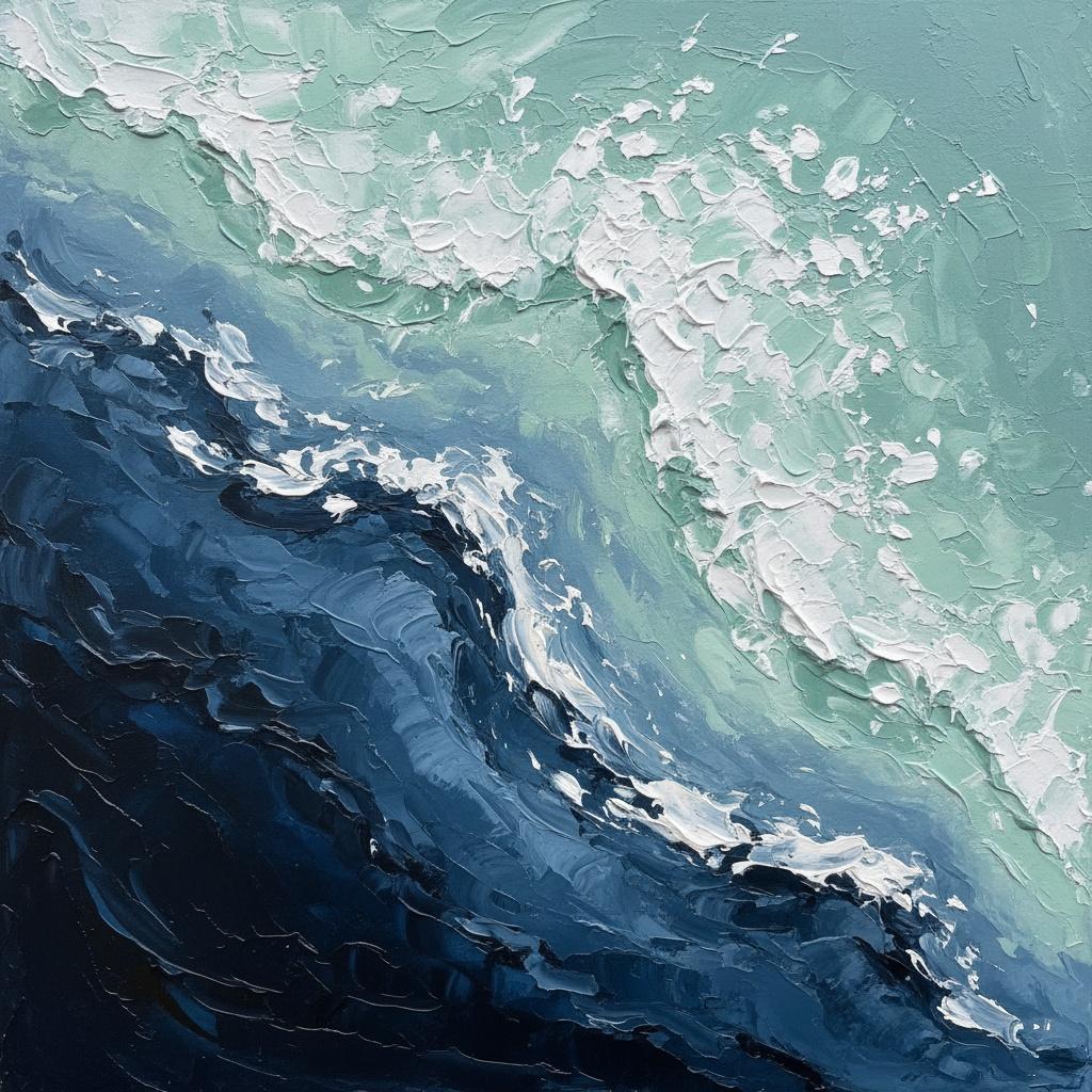 Ephemeral Surge Of Midnight Tides In Sculptural Impasto Relief — David Moreau