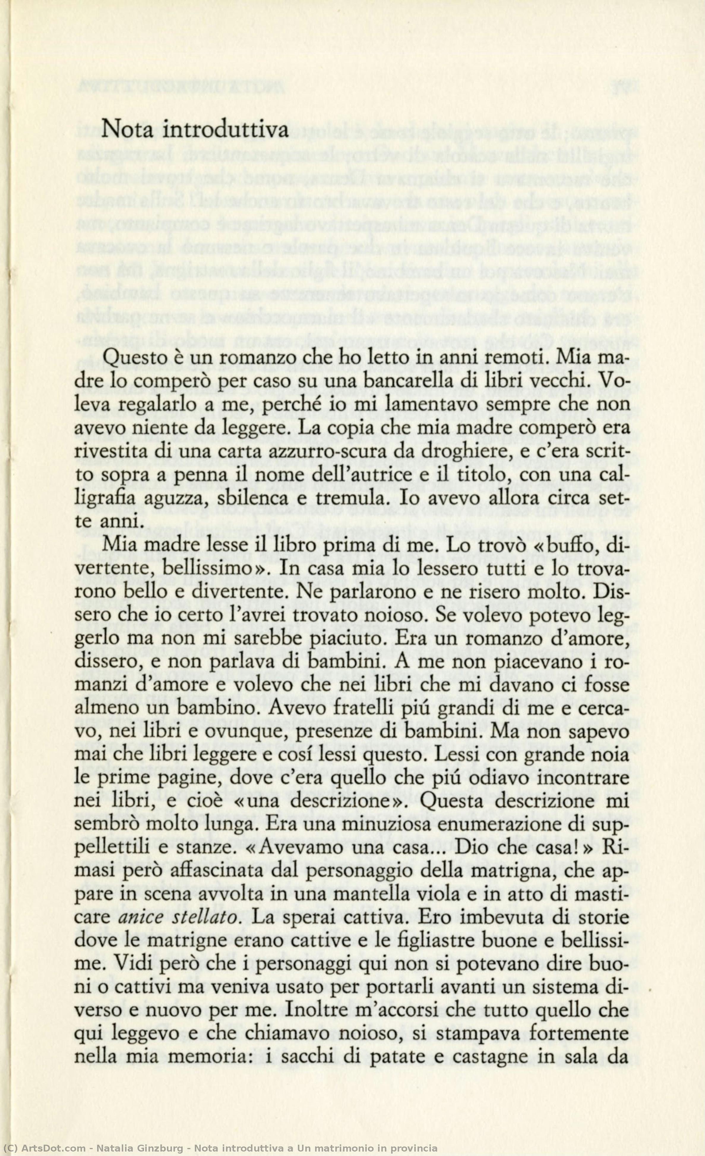 Nota Introduttiva A Un Matrimonio In Provincia — Natalia Ginzburg