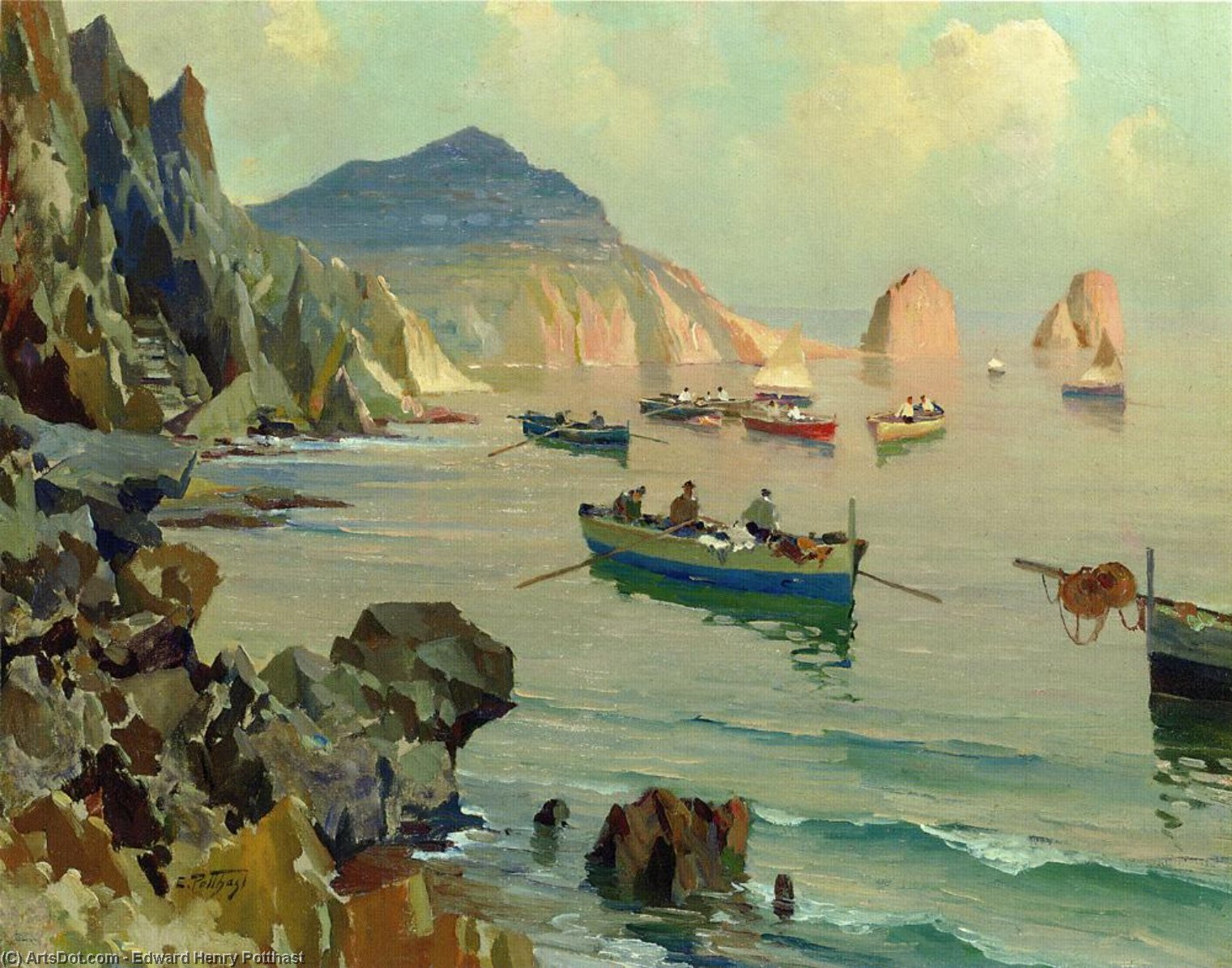 Boats In A Rocky Cove — Edward Henry Potthast
