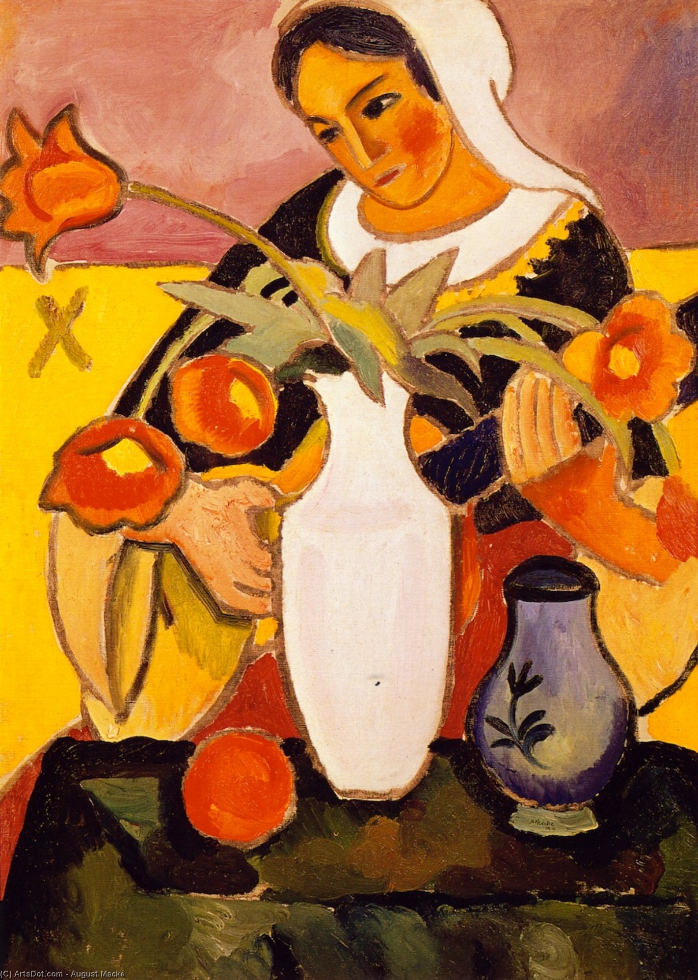 Woman Playing The Lute — Август Макке