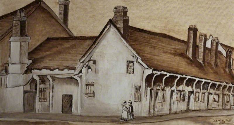 Fifteenth Century Almshouses, Saint James And Canon Street, 1897 — Joan Ley
